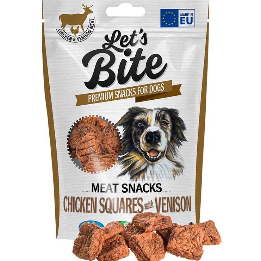 Brit Care Galletas Y Snacks | Adultos (1 A 7 Años)^Let’s Bite Meat Snacks Chicken Squares With Venison 80grs