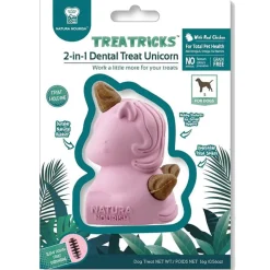 Natura Nourish Juguetes | Dentales^Treatricks Treat Unicornio Juguete con premios sabor pollo para perros