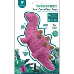 Natura Nourish Juguetes^Treatricks Treat Estegosaurio Juguete con premios sabor pollo para perros