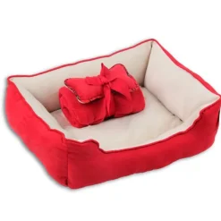 Pawise Camas | Camas^Cama + Manta + Cojín Rojo