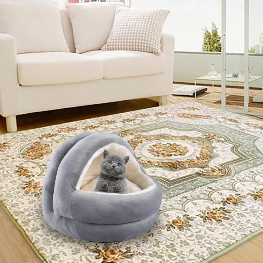 Pawise Camas^Cama Iglú Color Gris para Gatos