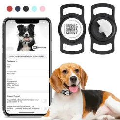 Street Dogs Arnes, Collares Y Correas^Placa de Identificación Inteligente para Mascotas - Sujetador de AirTag - TN005 Negro