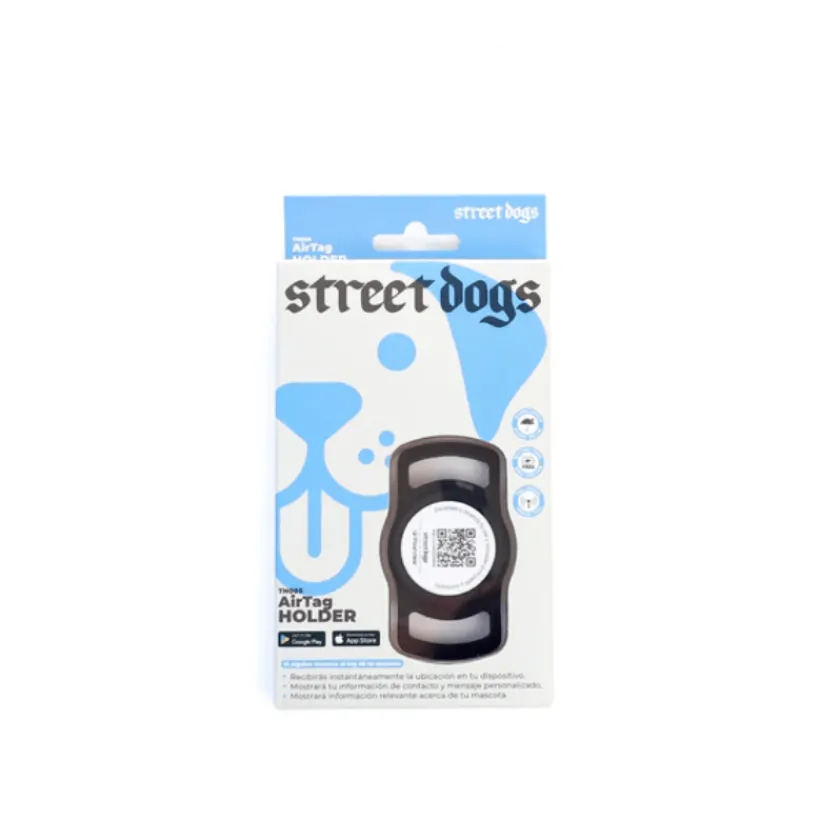 Street Dogs Arnes, Collares Y Correas^Placa de Identificación Inteligente para Mascotas - Sujetador de AirTag - TN005 Negro