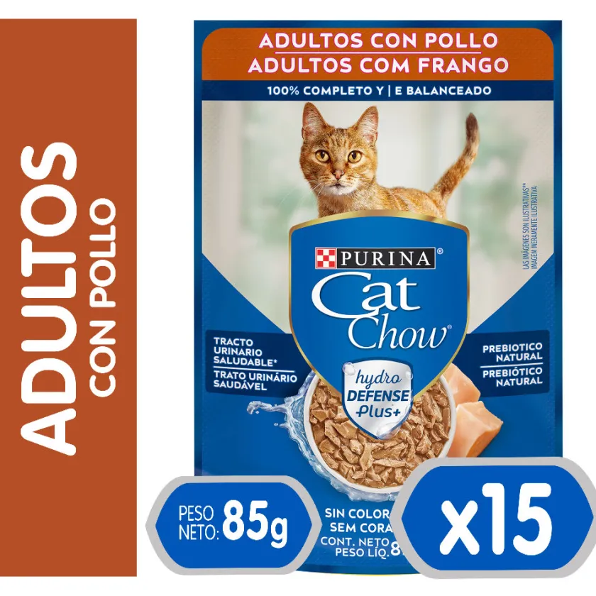Cat Chow - Purina Húmedos^Purina Cat Chow Hydro Adultos Pollo 85gr PACK 15 Unidades