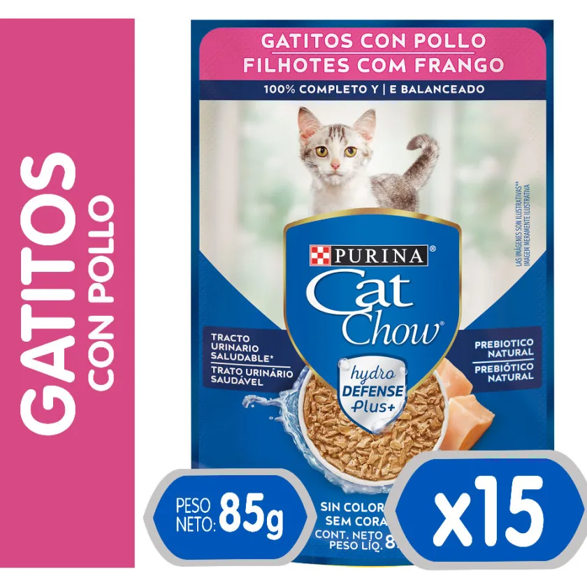 Cat Chow - Purina Húmedos^Purina Cat Chow Hydro Gatitos Pollo 85gr PACK 15 Unidades