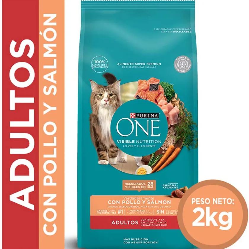 Purina One Adultos (1 A 7 Años)^PURINA® ONE® Adulto Pollo y Salmón 2kg