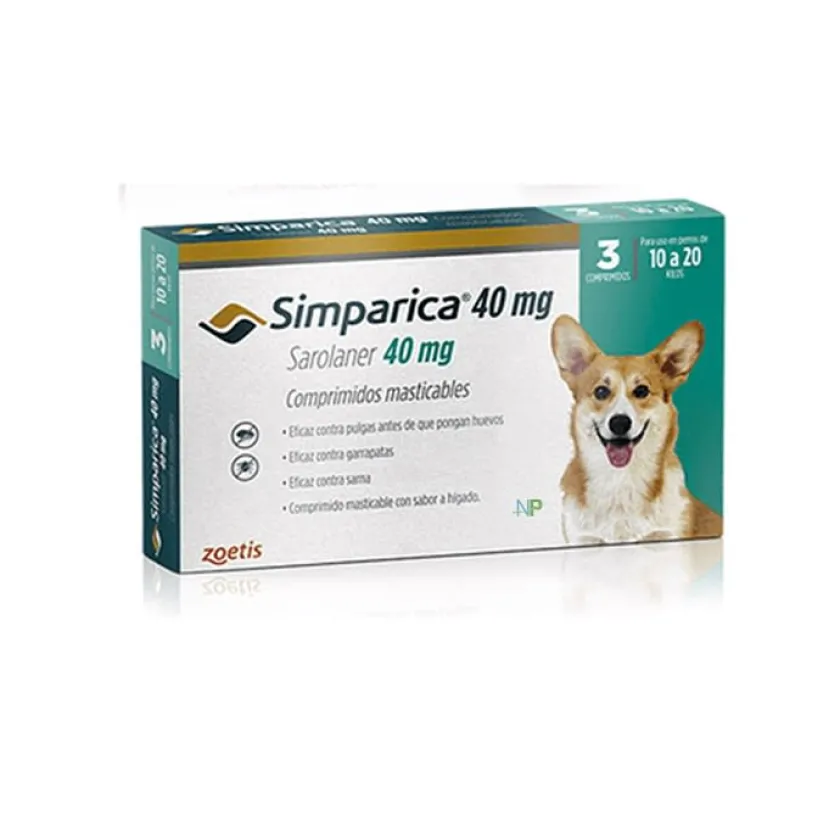 Simparica Antipulgas Y Garrapatas^10 a 20kg 3 Comprimido