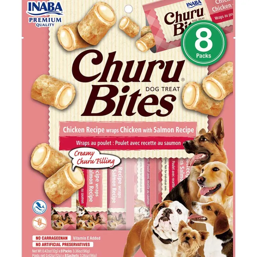Inaba Húmedos | Galletas Y Snacks^Snack Ciao Churu Dog Bites Pack 8 unidades Wraps de Pollo con Salmón
