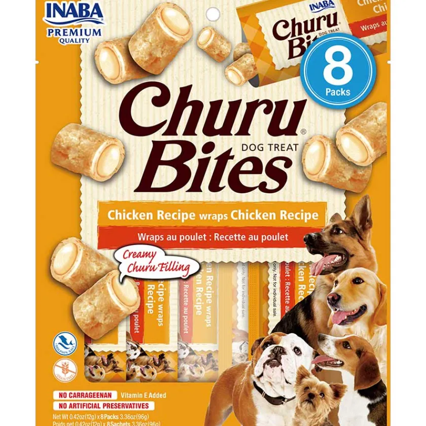 Inaba Húmedos^Snack Ciao Churu Dog Bites Pack 8 unidades Wraps de Pollo