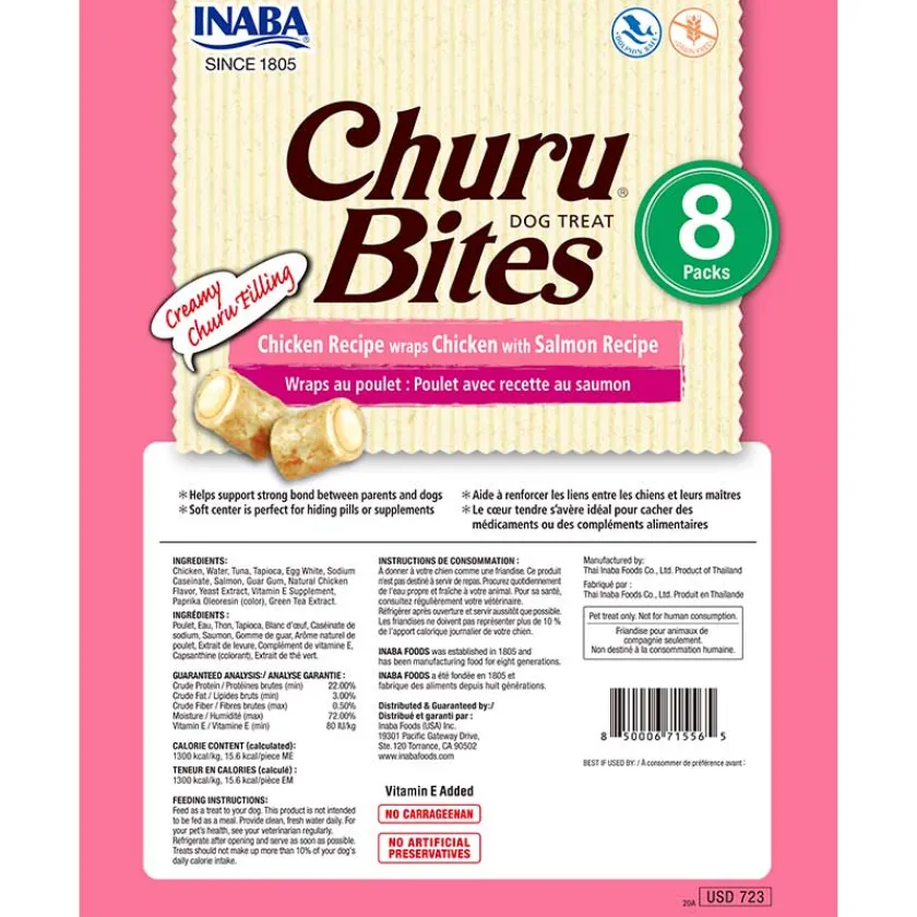 Inaba Húmedos | Galletas Y Snacks^Snack Ciao Churu Dog Bites Pack 8 unidades Wraps de Pollo con Salmón