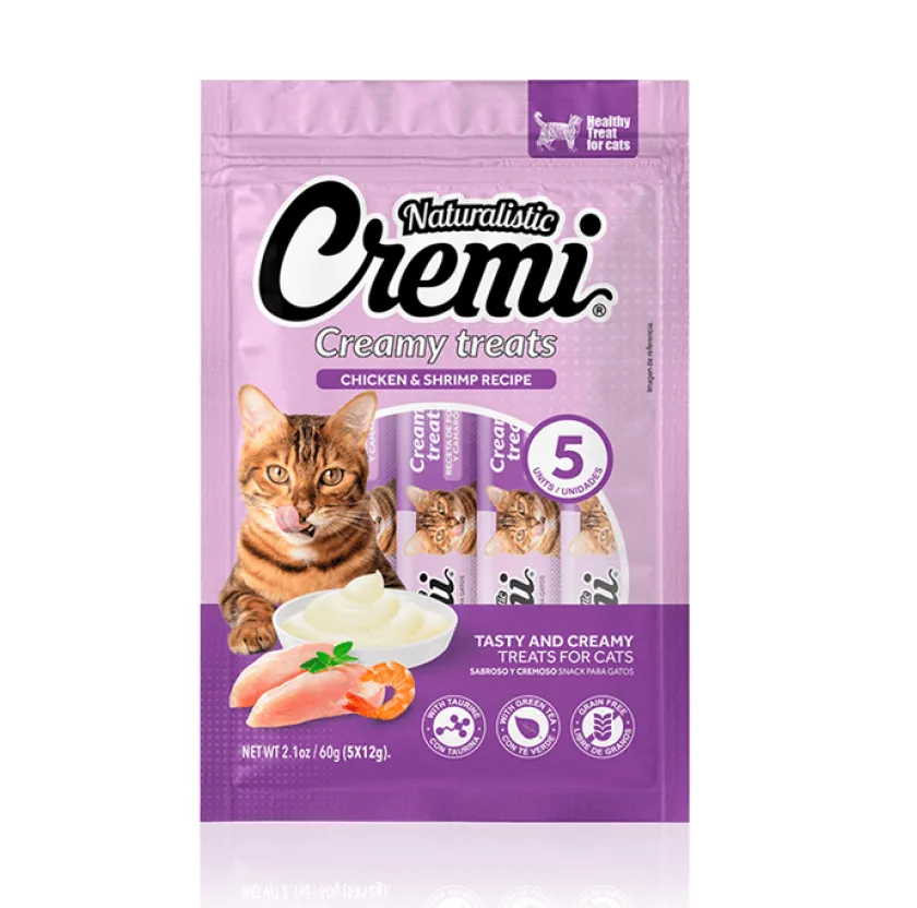 Naturalistic Galletas | Adultos (1 A 7 Años)^SNACK GATO CREMI POLLO & CAMARÓN 60 GRS