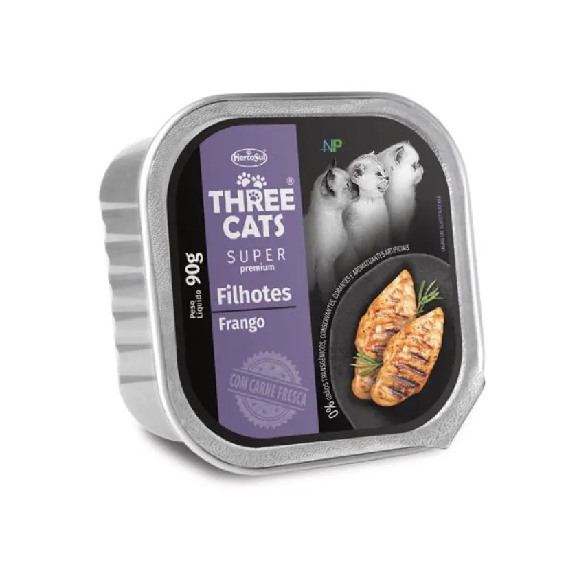 Logo Three Cats Húmedos^Three Cats Pate de Pollo Gatitos 90gr
