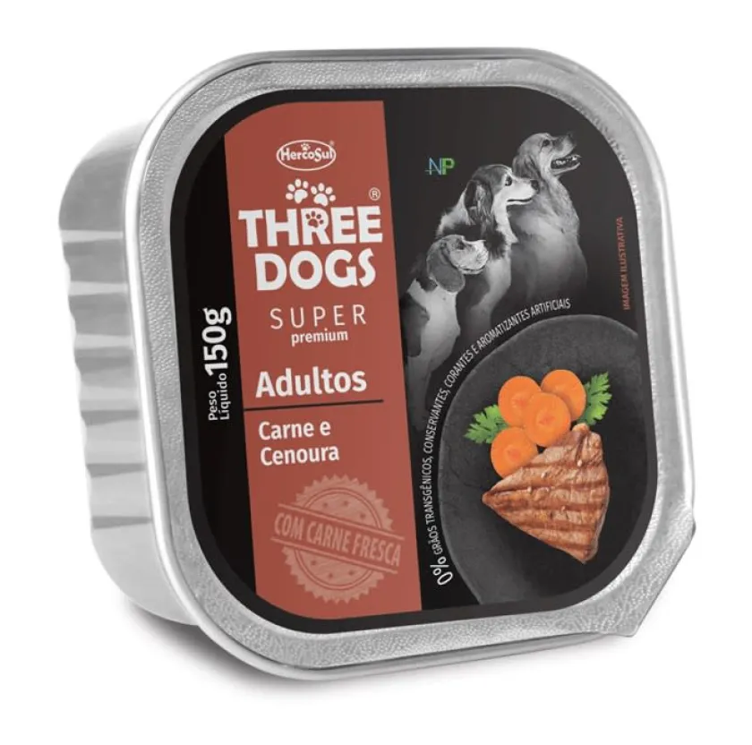 Three Dogs Húmedos^Pate de Carne y Zanahoria Perros Adultos 150gr