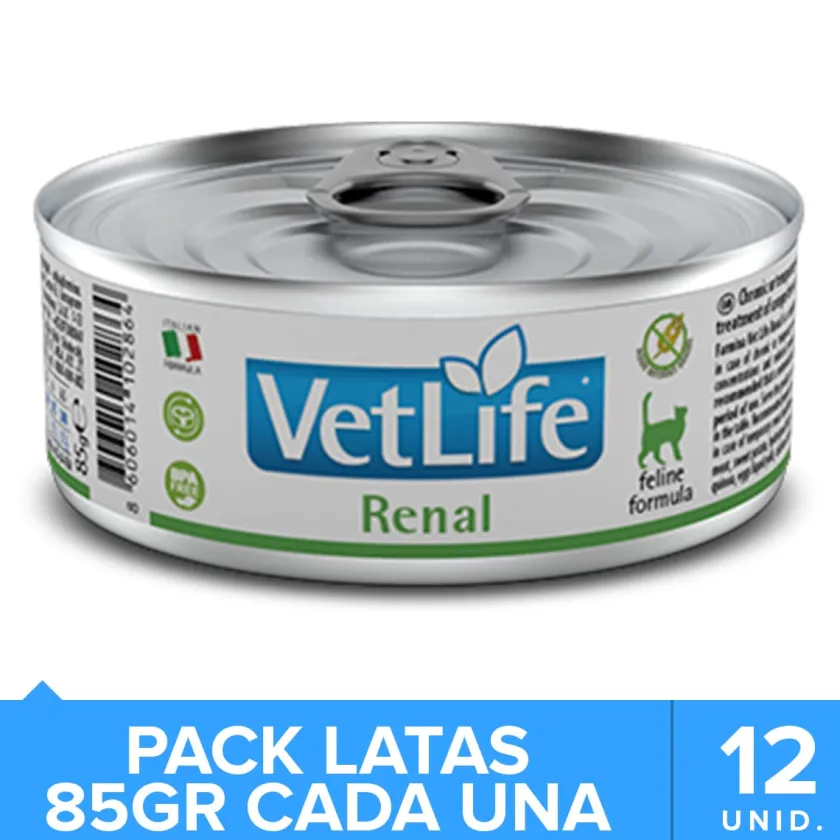 Vet Life Alimentación Medicada^Cat Renal Lata 85gr PACK 12 Unidades
