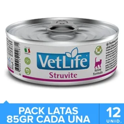 Vet Life Alimentación Medicada^Cat Urinary Struvite Lata 85gr Pack 12 Unidades
