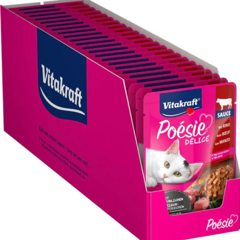 Vitakraft Húmedos | Galletas^Cat Snack Poesi Delice Sabor Carne 85gr PACK 23 Unidades