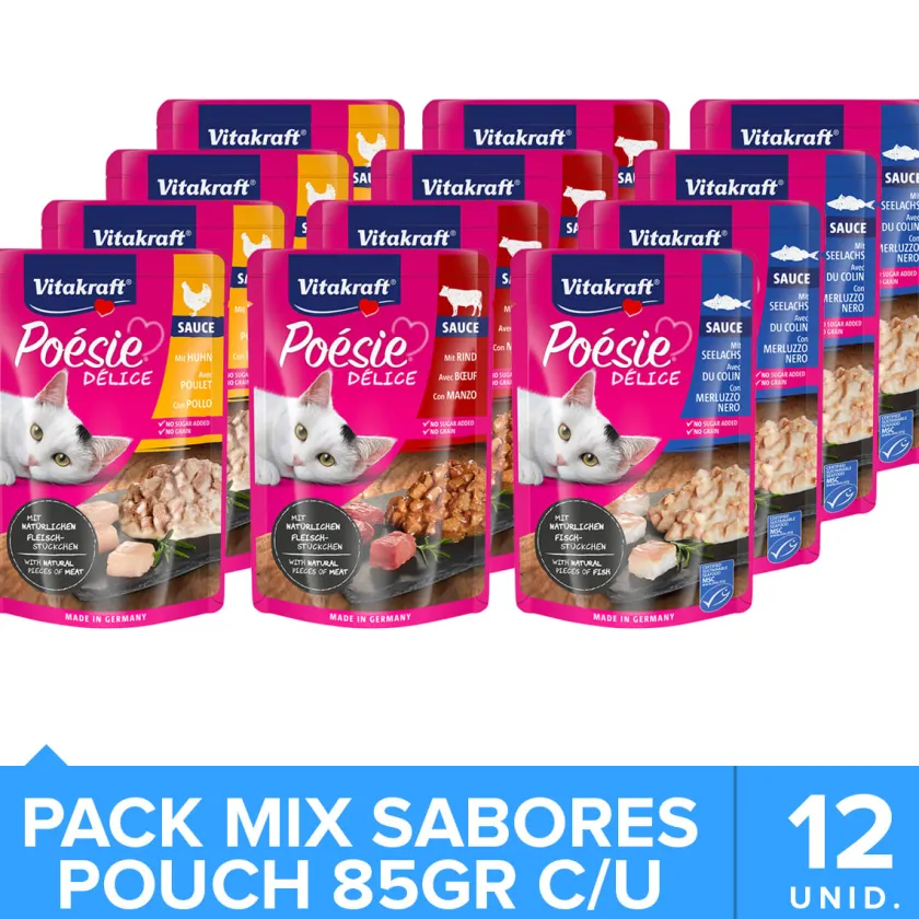 Vitakraft Húmedos^Cat Snack Poesi Delice Degustación con 12 Unidades