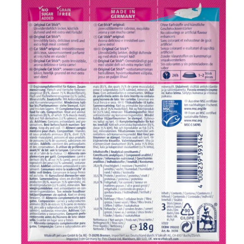 Vitakraft Galletas^Cat Stick Classic Salmón 18gr