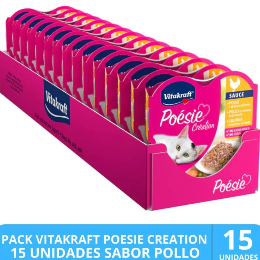 Vitakraft Húmedos | Galletas^Poesie Creation Sabor Pollo 85gr PACK 15 Unidades