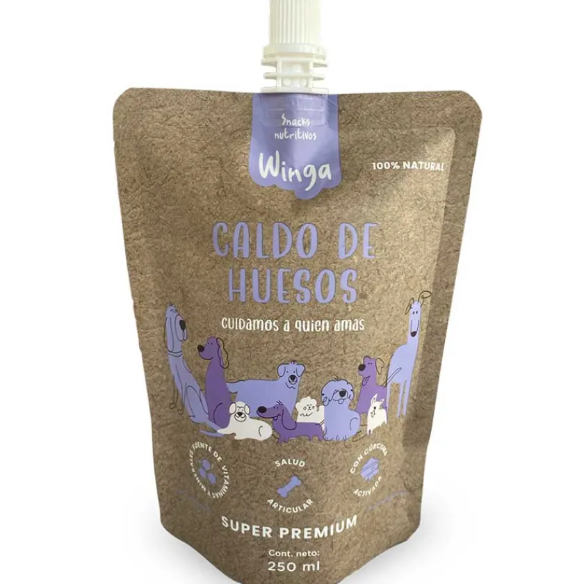 Winga Húmedos^Caldo de Huesos 250gr Snack para Perros