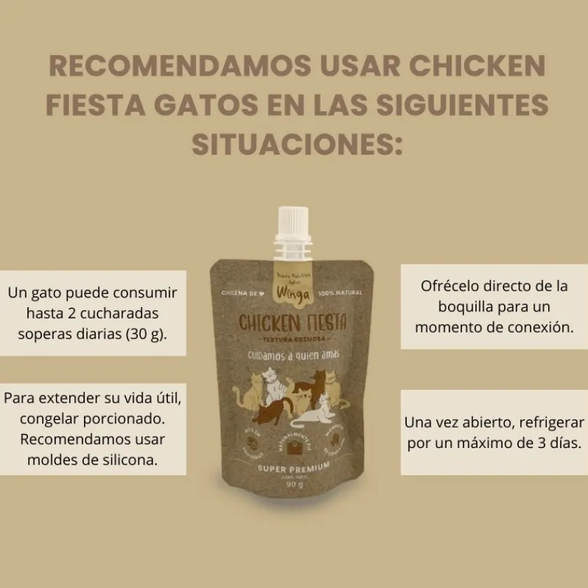 Winga Húmedos | Galletas^Chicken Fiesta Snack para Gatos 90gr
