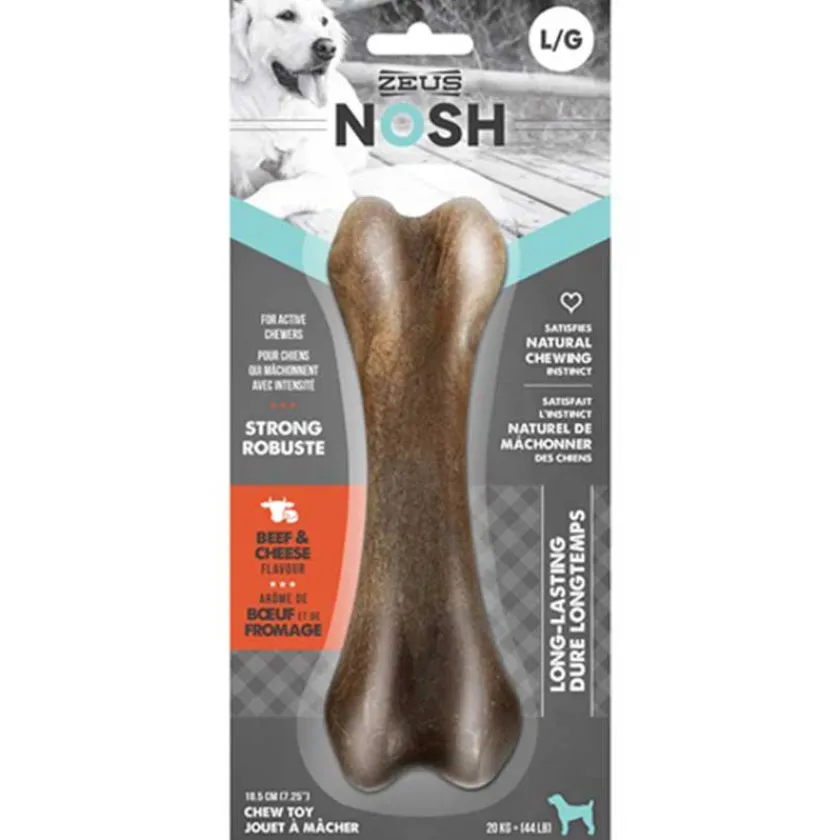 Zeus Juguetes | Dentales^Nosh Hueso Duro para perros con Sabor a Carne y Queso